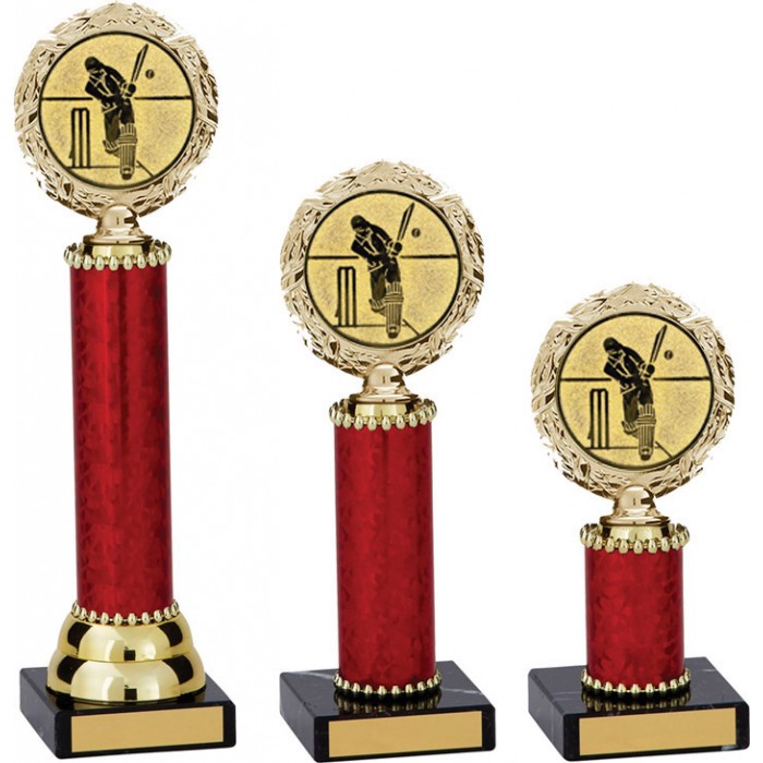 WREATH METAL CRICKET TROPHY  - AVAILABLE IN 3 SIZES 